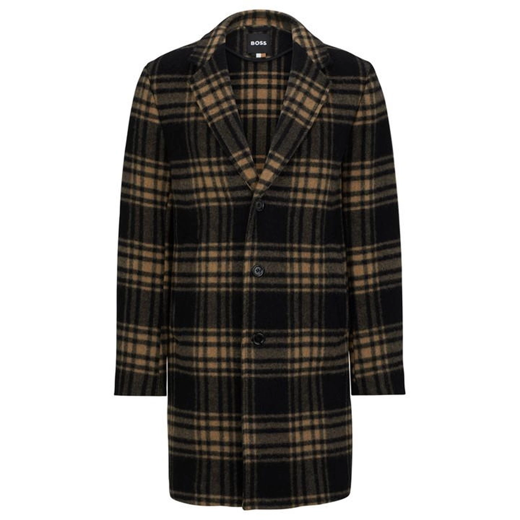 Hugo Boss Relaxed Checked Coat - Beige